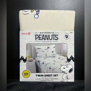 NEW Peanuts Snoopy Woodstock 3 Piece Twin Sheet Set Ski Pup Winter